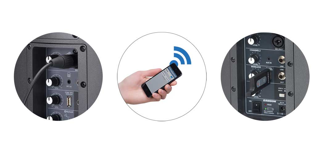 XP106w XLR Bluetooth and USB Wireless connectivity
