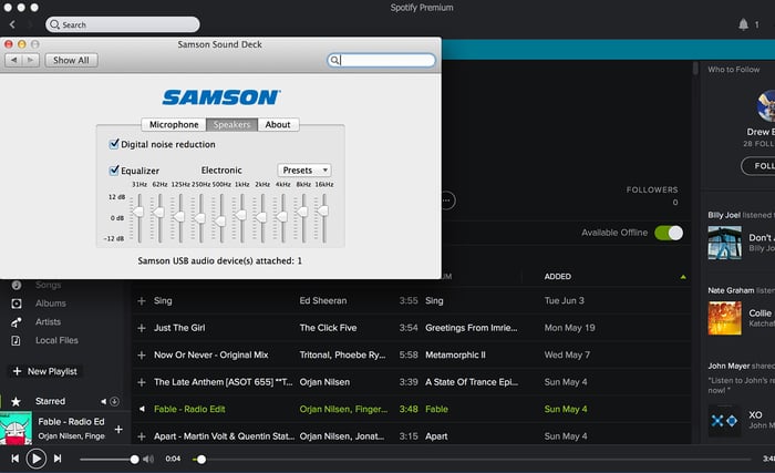 Samson Sound Deck Spotify Screenshot Mac